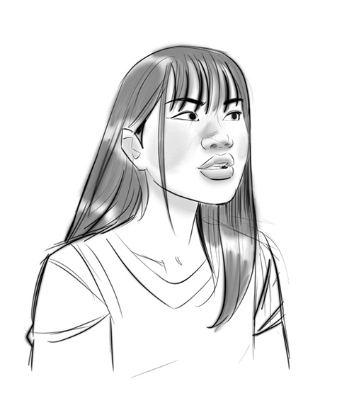 portrait en digital d'une femme